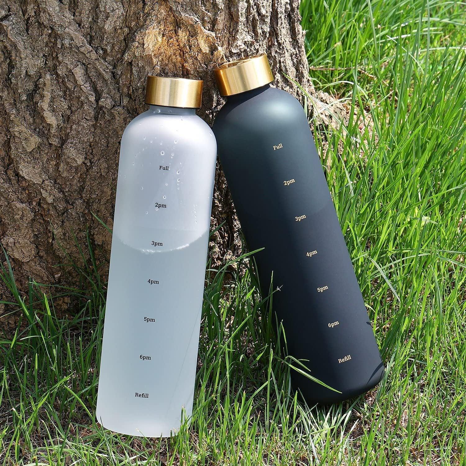 Portable Space Cup Sports Water Bottle Fruit Lemon Juice Drinking Bottle Outdoor travel camping plastic cup beverage utensils Motivational Water Bottle with Time Marker to Drink Reusable Plastic Bottle with BPA Free for Gym and Sports