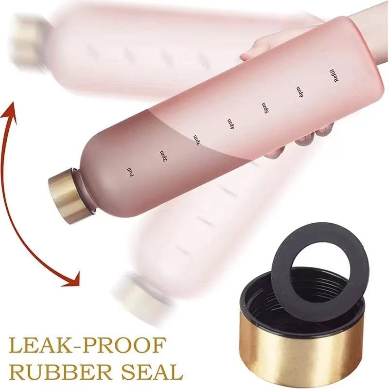 Portable Space Cup Sports Water Bottle Fruit Lemon Juice Drinking Bottle Outdoor travel camping plastic cup beverage utensils Motivational Water Bottle with Time Marker to Drink Reusable Plastic Bottle with BPA Free for Gym and Sports